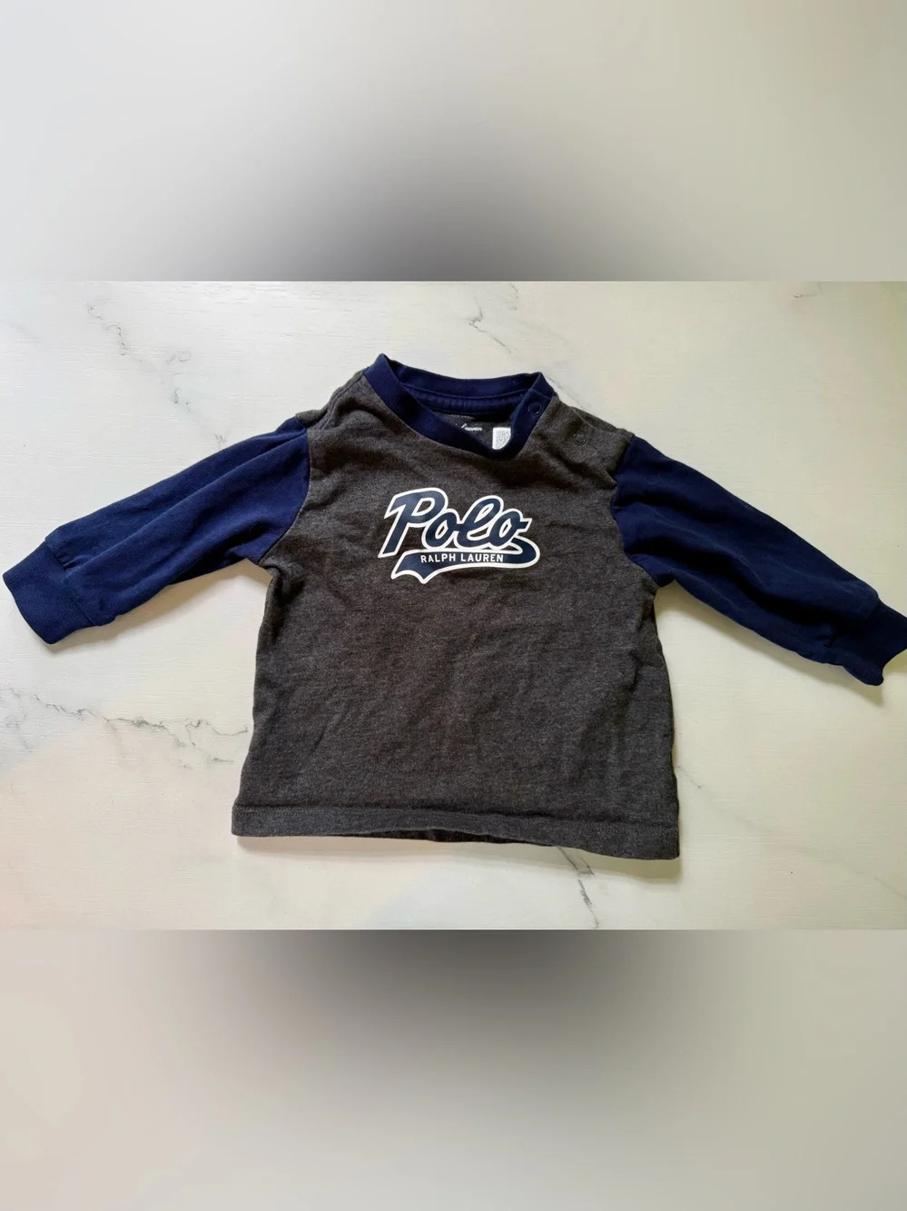 Ralph Lauren Polo Long-Sleeve Raglan Top - Navy & Charcoal 3m